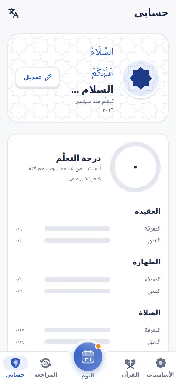 درجة التعلّم وتقدّمك